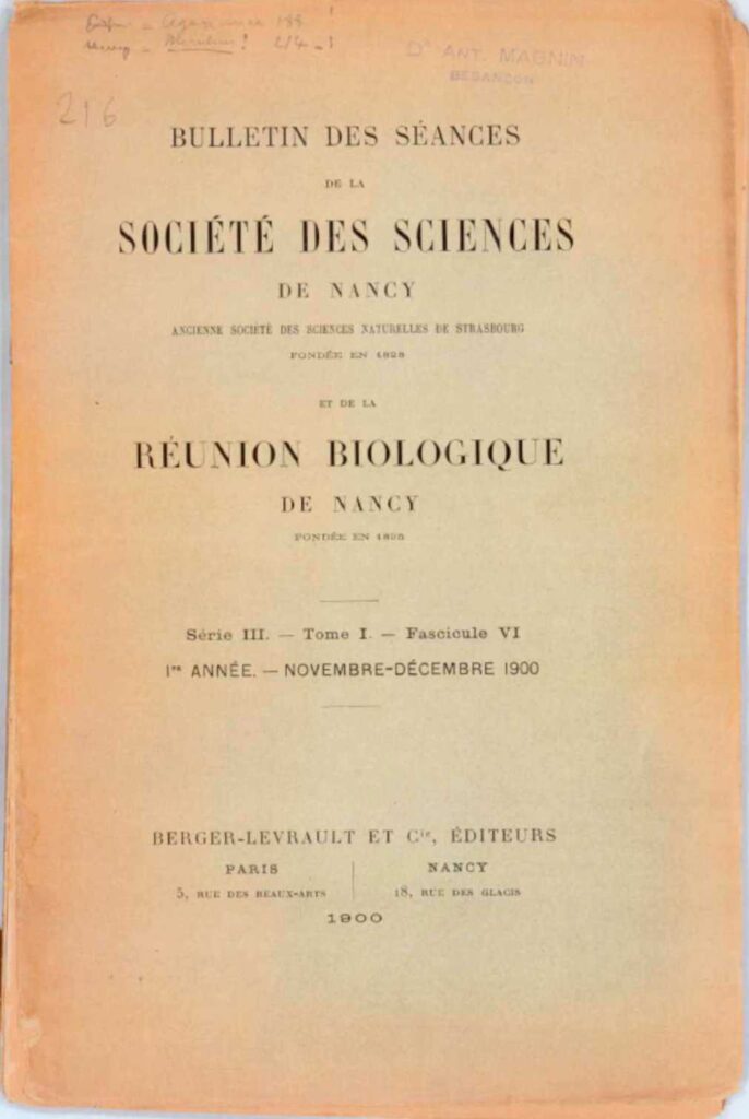 Bulletin Société des Sciences 1900